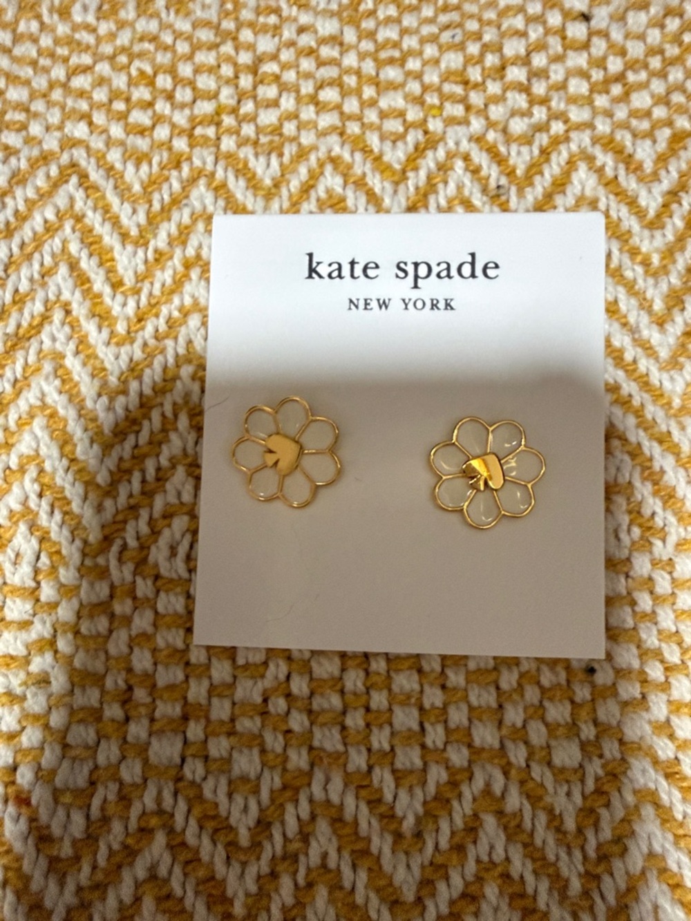 kate spade Kids Gold Floral Heart Outline Stud Earrings